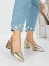 Pantofi cu Toc Gros 5YZ11 GOLD | MEI