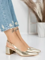Pantofi cu Toc Gros 5YZ11 GOLD | MEI