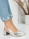 Pantofi cu Toc Gros 5YZ11 SILVER | MEI