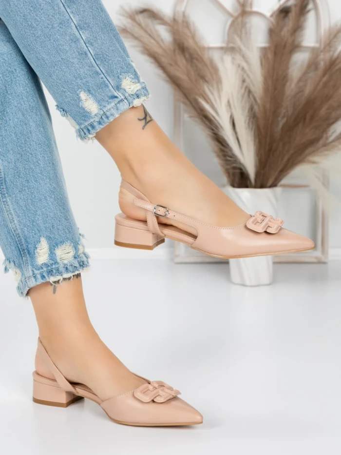 Pantofi cu Toc Gros 5YZ12 APRICOT | MEI