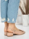 Pantofi cu Toc Gros 5YZ12 APRICOT | MEI