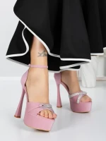 Sandale Dama cu Toc si Platforma 5DC6 PINK | MEI