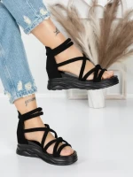 Sandale Dama cu Talpa Joasa 5H3 BLACK | MEI