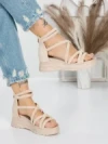 Sandale Dama cu Talpa Joasa 5H3 BEIGE | MEI