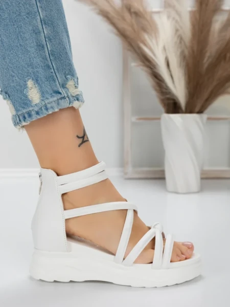 Sandale Dama cu Talpa Joasa 5H3 WHITE | MEI