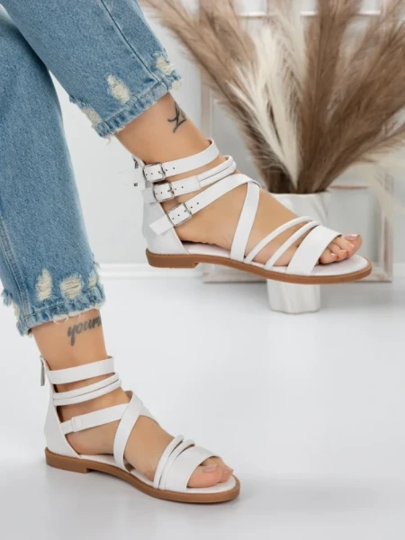 Sandale Dama cu Talpa Joasa 5HXS3 WHITE | MEI