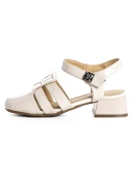 Pantofi cu Toc Gros 21161 CREAM | ADVANCER