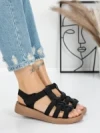 Sandale Dama cu Talpa Joasa 5XJ53 BLACK | MEI
