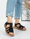 Sandale Dama cu Talpa Joasa 5XJ53 BLACK | MEI