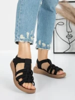 Sandale Dama cu Talpa Joasa 5XJ53 BLACK | MEI