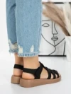 Sandale Dama cu Talpa Joasa 5XJ53 BLACK | MEI