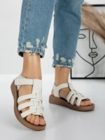 Sandale Dama cu Talpa Joasa 5XJ53 WHITE | MEI