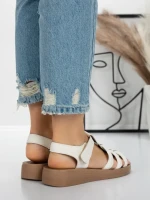 Sandale Dama cu Talpa Joasa 5XJ53 WHITE | MEI