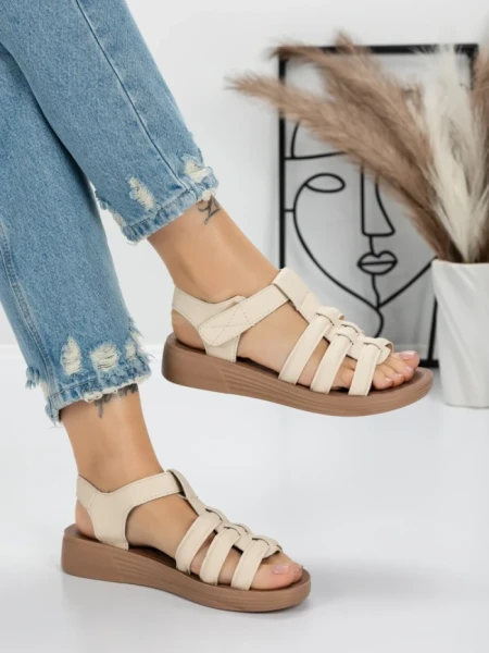 Sandale Dama cu Talpa Joasa 5XJ53 BEIGE | MEI