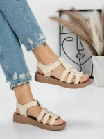 Sandale Dama cu Talpa Joasa 5XJ53 BEIGE | MEI