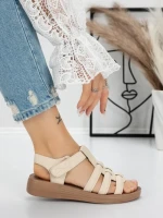 Sandale Dama cu Talpa Joasa 5XJ53 BEIGE | MEI