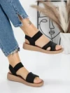 Sandale Dama cu Talpa Joasa 5XJ55 BLACK | MEI