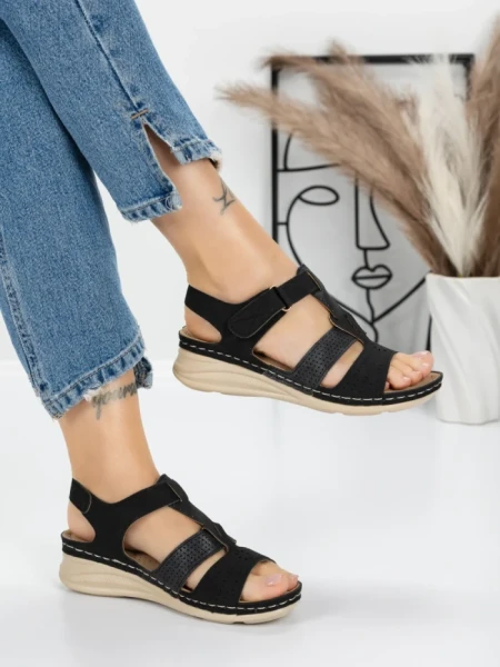 Sandale Dama cu Talpa Joasa 5GZ26 BLACK | MEI