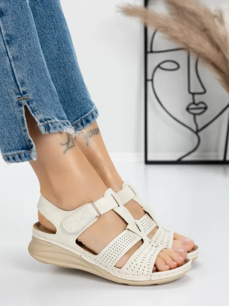 Sandale Dama cu Talpa Joasa 5GZ26 BEIGE | MEI