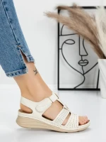 Sandale Dama cu Talpa Joasa 5GZ26 BEIGE | MEI