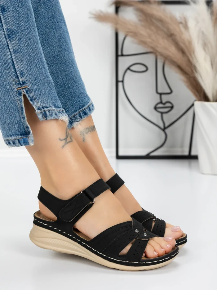 Sandale Dama cu Talpa Joasa 5GZ32 BLACK | MEI