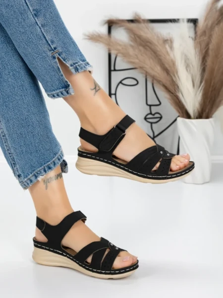 Sandale Dama cu Talpa Joasa 5GZ32 BLACK | MEI
