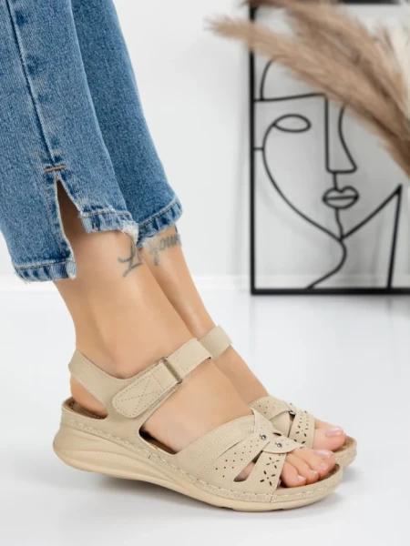 Sandale Dama cu Talpa Joasa 5GZ32 BEIGE | MEI