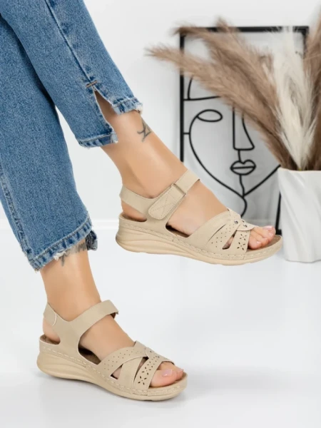 Sandale Dama cu Talpa Joasa 5GZ32 BEIGE | MEI