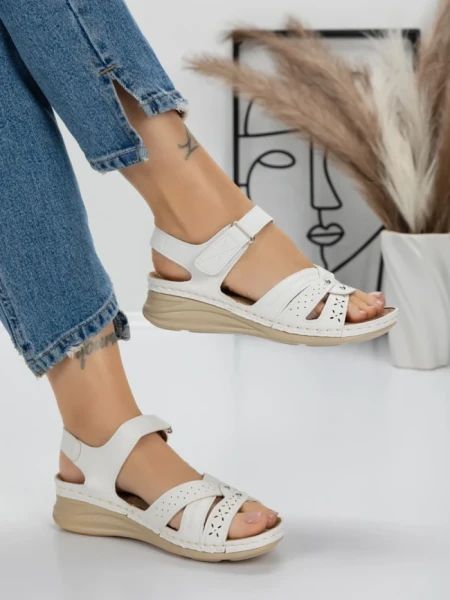 Sandale Dama cu Talpa Joasa 5GZ32 WHITE | MEI