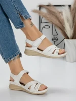 Sandale Dama cu Talpa Joasa 5GZ32 WHITE | MEI