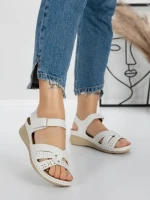Sandale Dama cu Talpa Joasa 5GZ32 WHITE | MEI
