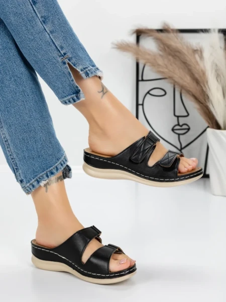Papuci Dama cu Talpa Joasa 5GZ35 BLACK | MEI