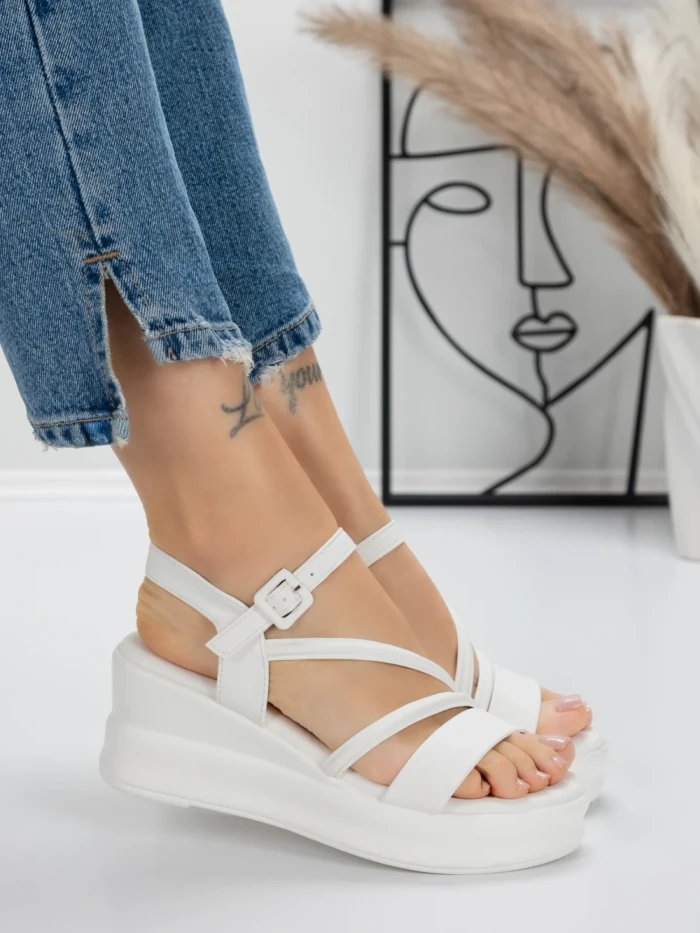 Sandale Dama cu Platforma 5LM1 WHITE | MEI