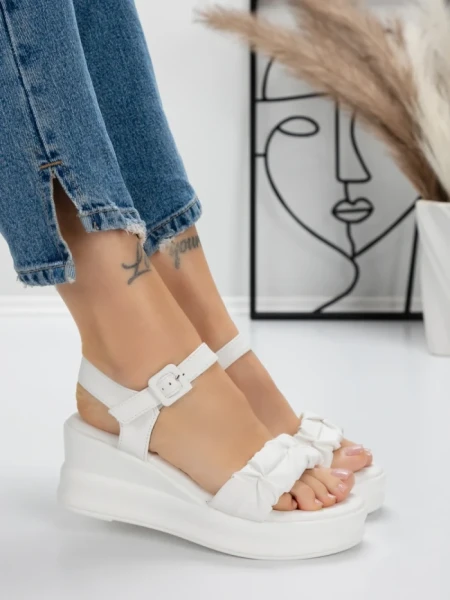 Sandale Dama cu Platforma 5LM2 WHITE | MEI