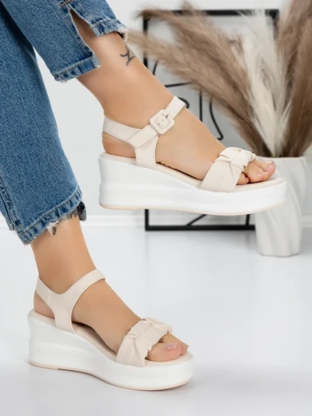 Sandale Dama cu Platforma 5LM2 BEIGE | MEI