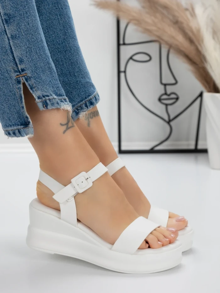 Sandale Dama cu Platforma 5LM5 WHITE | MEI