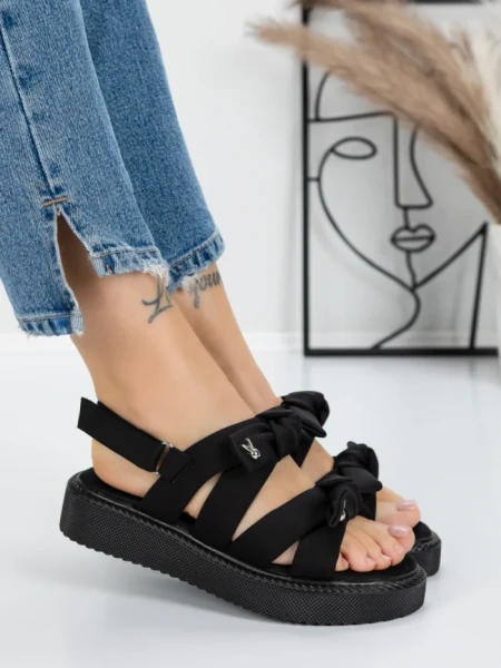 Sandale Dama cu Talpa Joasa 5H29 BLACK | MEI