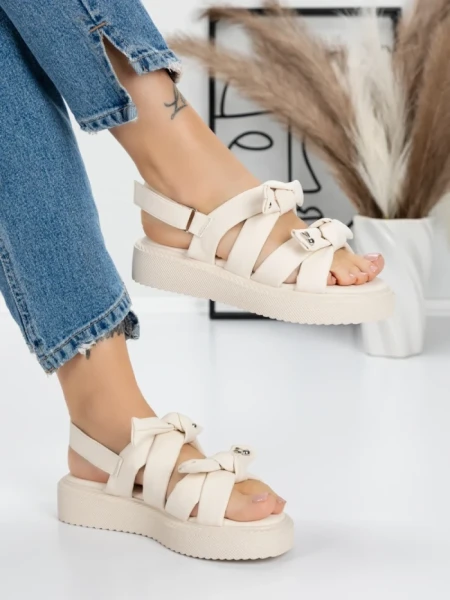 Sandale Dama cu Talpa Joasa 5H29 BEIGE | MEI