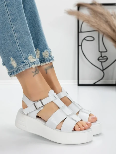 Sandale Dama cu Platforma 5GZ11 WHITE | MEI