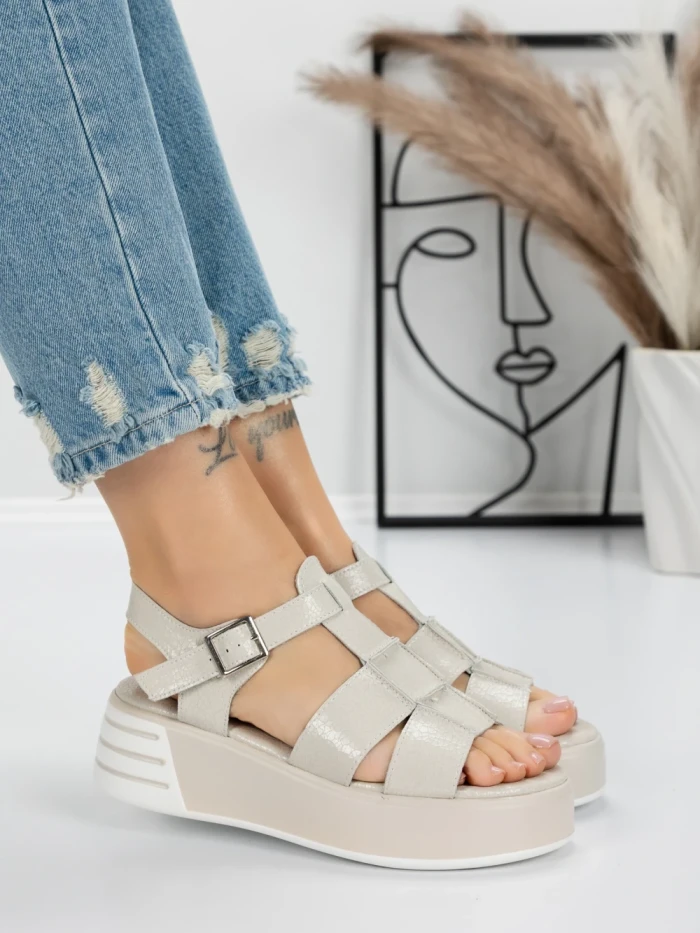Sandale Dama cu Platforma 5GZ11 BEIGE | MEI