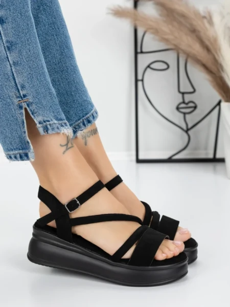 Sandale Dama cu Platforma 5H18 BLACK | MEI