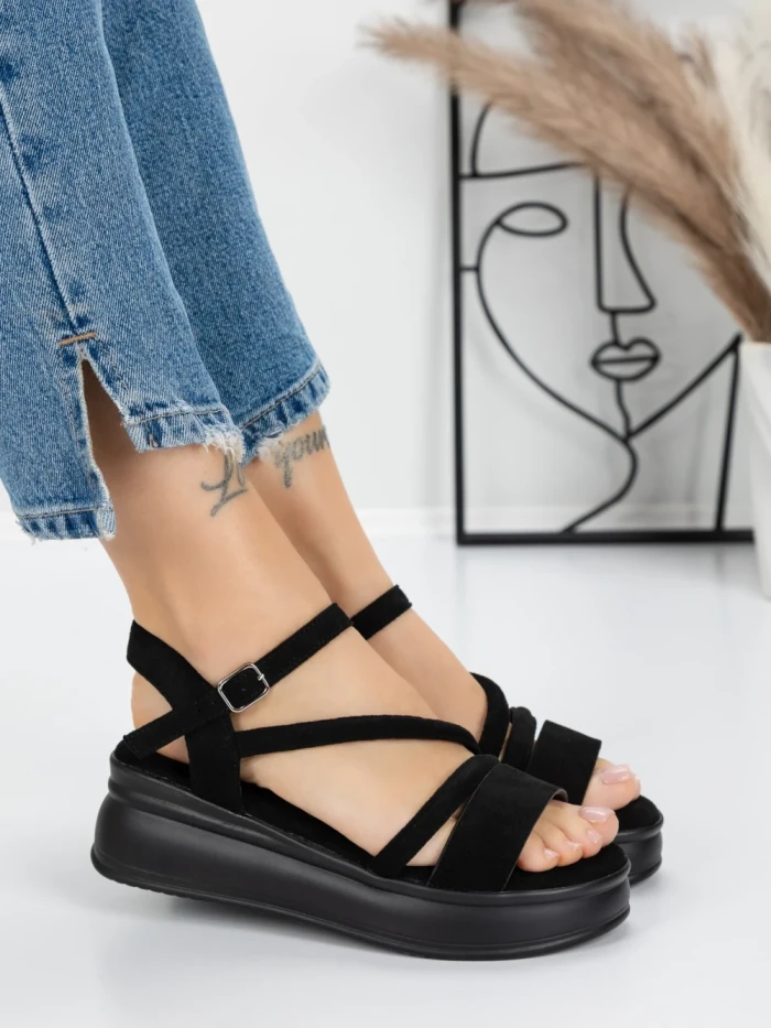 Sandale Dama cu Platforma 5H18 BLACK | MEI