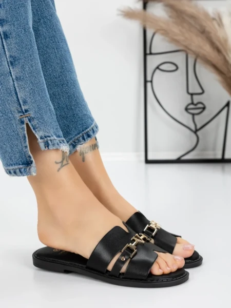 Papuci Dama cu Talpa Joasa 5PT8 BLACK | MEI