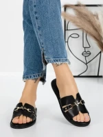 Papuci Dama cu Talpa Joasa 5PT8 BLACK | MEI
