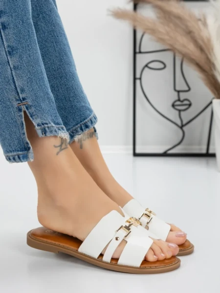 Papuci Dama cu Talpa Joasa 5PT8 WHITE | MEI