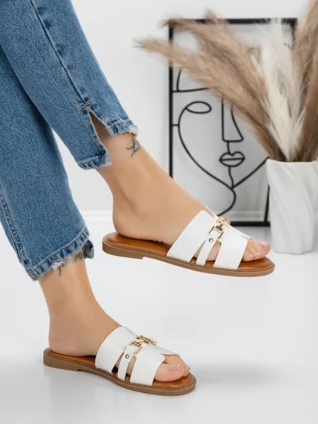 Papuci Dama cu Talpa Joasa 5PT8 WHITE | MEI