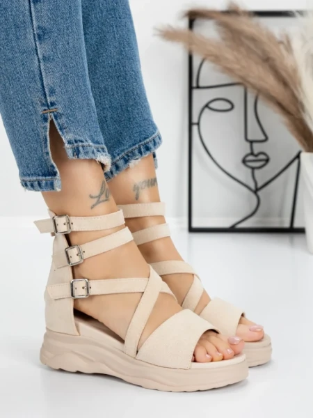 Sandale Dama cu Platforma 3H20 BEIGE | MEI