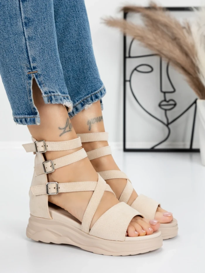 Sandale Dama cu Platforma 3H20 BEIGE | MEI