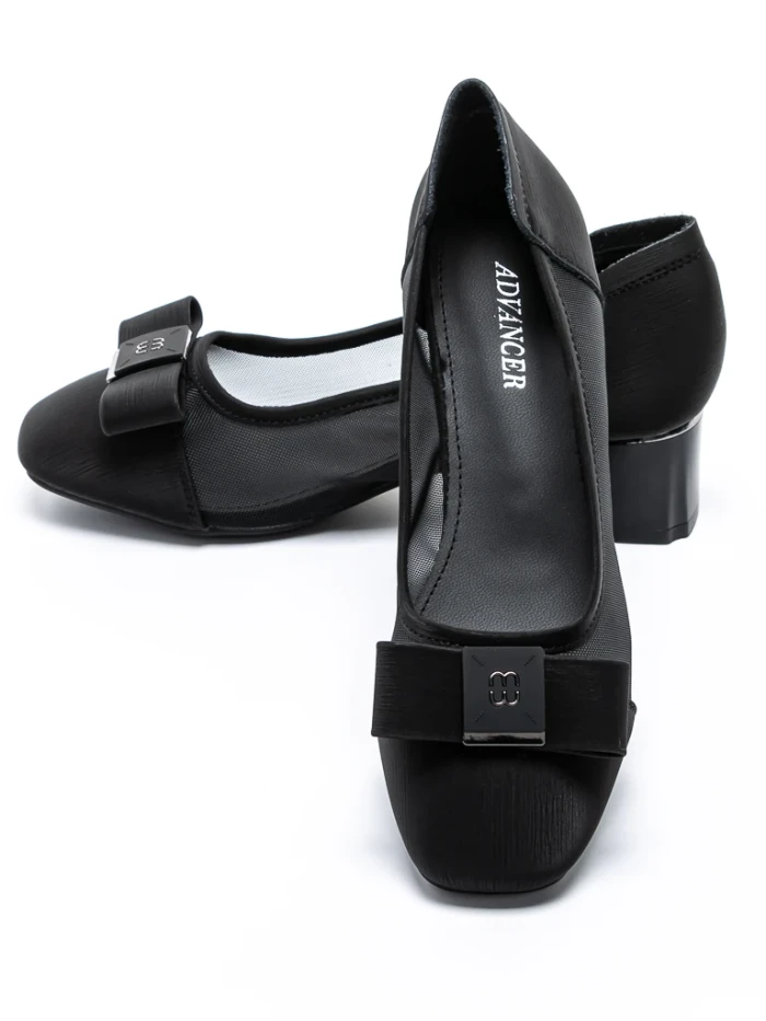 Pantofi cu Toc Gros TP508-30 BLACK | ADVANCER