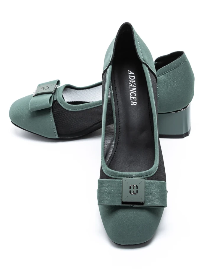 Pantofi cu Toc Gros TP508-30 GREEN | ADVANCER